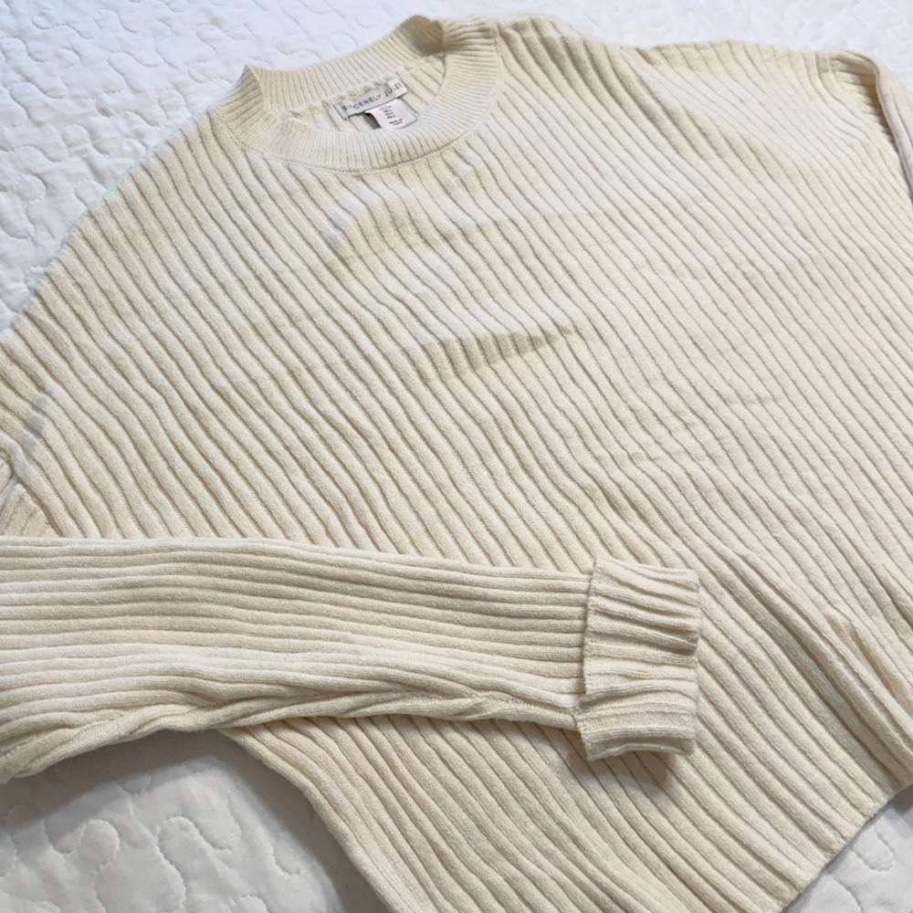 Sincerely Jules Women Large Sweater Cream Knit Slouchy LUXURY CAPSULE OVERSIZED